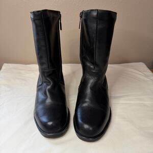 Vtg Blondo Black Leather Zip Boots w/ Aqua Protect Technology - Size 7B 158707 W